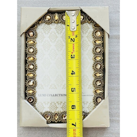 Luxe Collection Gold Tone Metal Picture Frame 4"x6" w/Champagne Rhinestones NIB - Picture 2 of 11